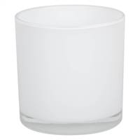 6" White Painted Round Glass Container