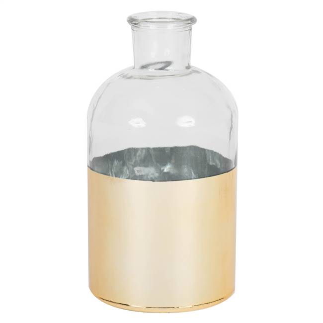 8" Clear Glass Bottle with Gold Base
