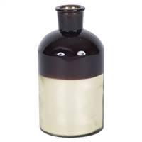 8" Black Glass Bottle with Gold Base