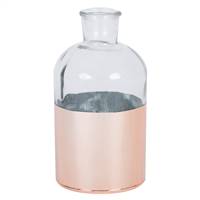 8" Clear Glass Bottle w/ Rose Gold Base