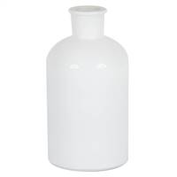 8" White Painted Glass Bottle Set/2