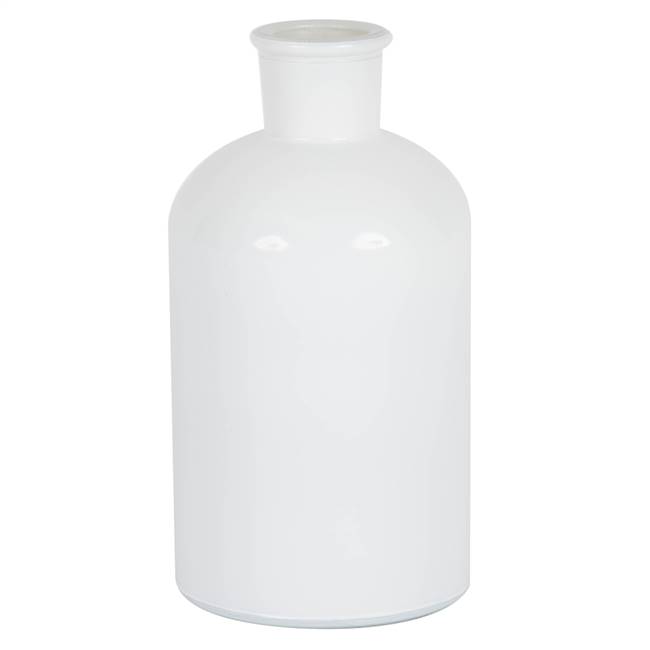 8" White Painted Glass Bottle Set/2