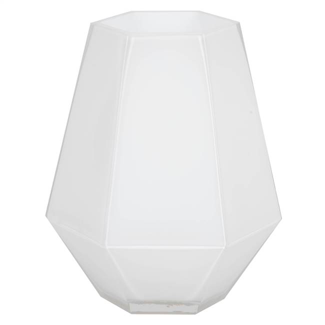 8.6" White Hexagon Glass Vase