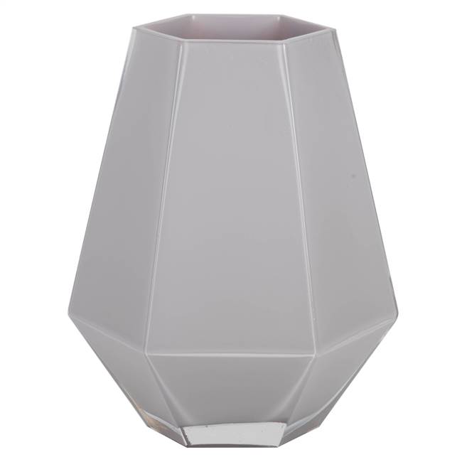 8.6" Crystal Gray Hexagon Glass Vase