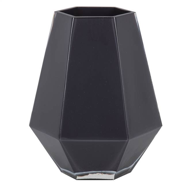 8.6" Black Hexagon Glass Vase