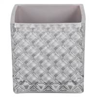 4" Crystal Gray Square Glass Cntr Set/2