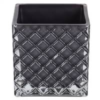 4" Black Square Glass Container Set/2