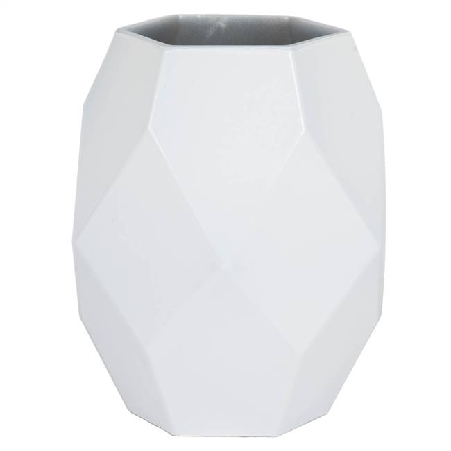 7.75" White Geometric Glass Vase