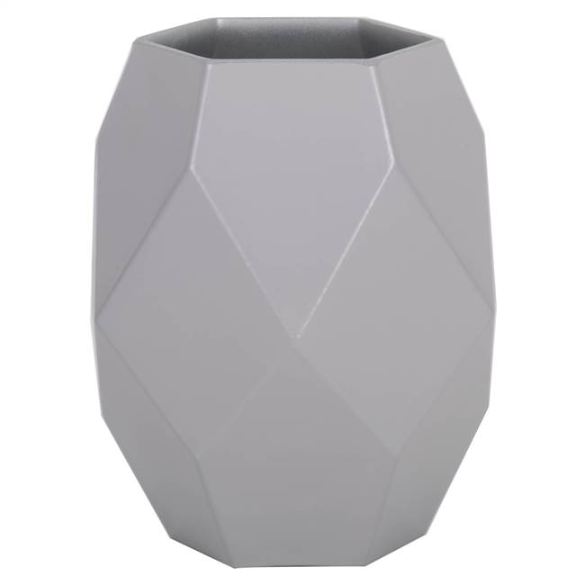 7.75" Crystal Gray Geometric Glass Vase