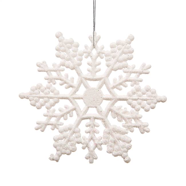 4" White Glitter Snowflake 24/Pvc Box