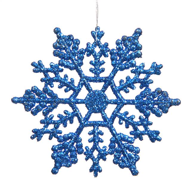 4" Blue Glitter Snowflake 24/Pvc Box