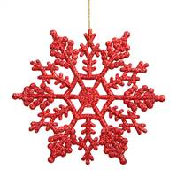 4" Red Glitter Snowflake 24/Pvc Box