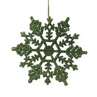 4" Christmas Grn Glit Snowflake 24/Pvc B