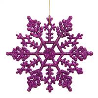 4" Purple Glitter Snowflake 24/Pvc Box