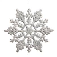 4" Silver Glitter Snowflake 24/Pvc Box