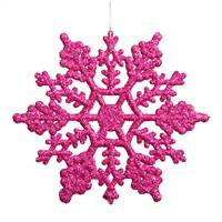 4" Magenta Glitter Snowflake 24/Pvc Box