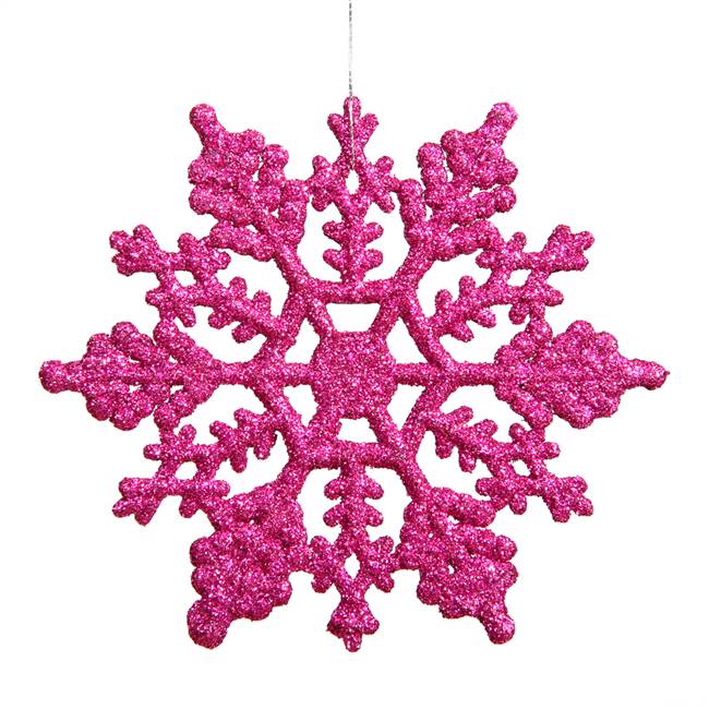 4" Magenta Glitter Snowflake 24/Pvc Box