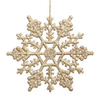 4" Champagne Glitter Snowflake 24/Pvc Bx