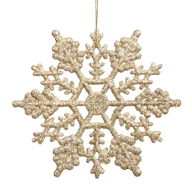 4" Champagne Glitter Snowflake 24/Pvc Bx