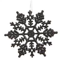 4" Jet Black Glitter Snowflake 24/Pvc Bx