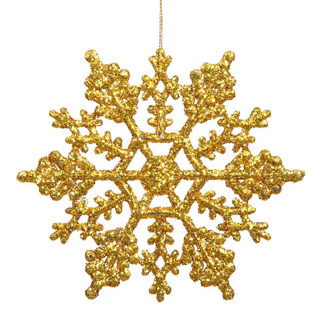 4" Antique Gold Glitter Snowflake 24/Pvc
