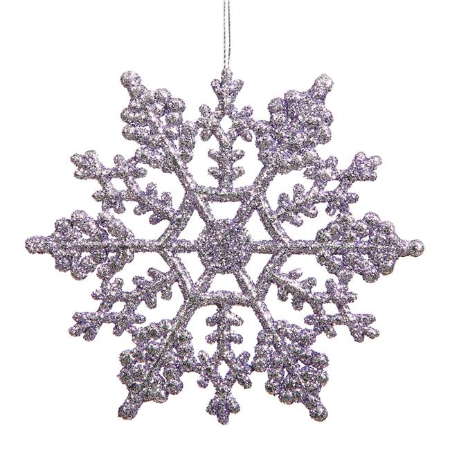 4" Lavender Glitter Snowflake 24/Pvc Box