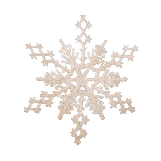 4" Ivory Glitter Snowflake 24/Pvc Box