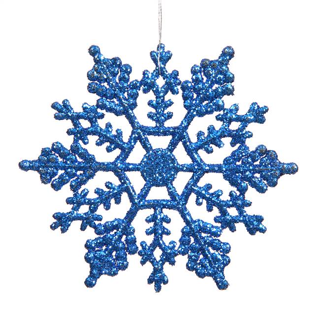 6.25" Blue Glitter Snowflake 12/Pvc Box