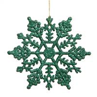 6.25" Green Glitter Snowflake 12/Pvc Box