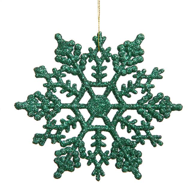 6.25" Green Glitter Snowflake 12/Pvc Box