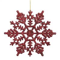 6.25" Burgundy Glitter Snowflake 12/Pvc