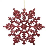 6.25" Burgundy Glitter Snowflake 12/Pvc