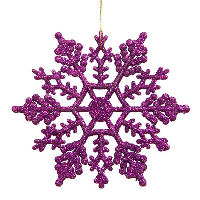 6.25" Purple Glitter Snowflake 12/Pvc Bx