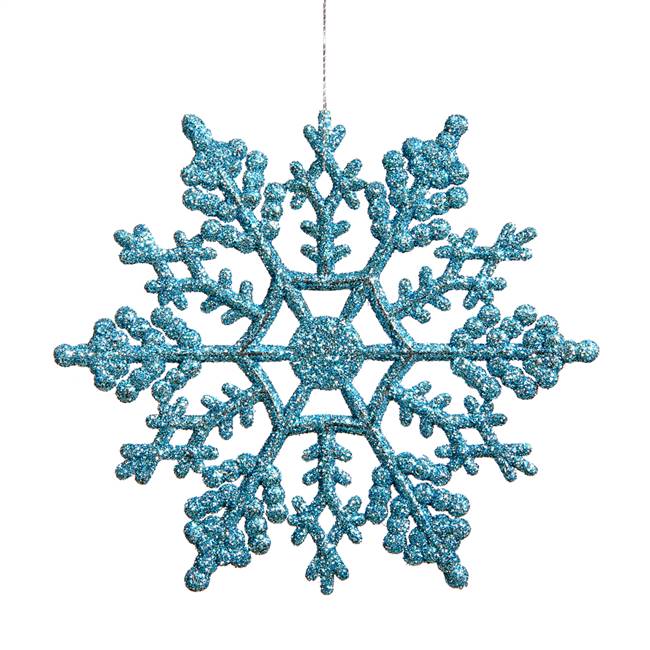 6.25" Turquoise Glit Snowflake 12/Pvc Bx