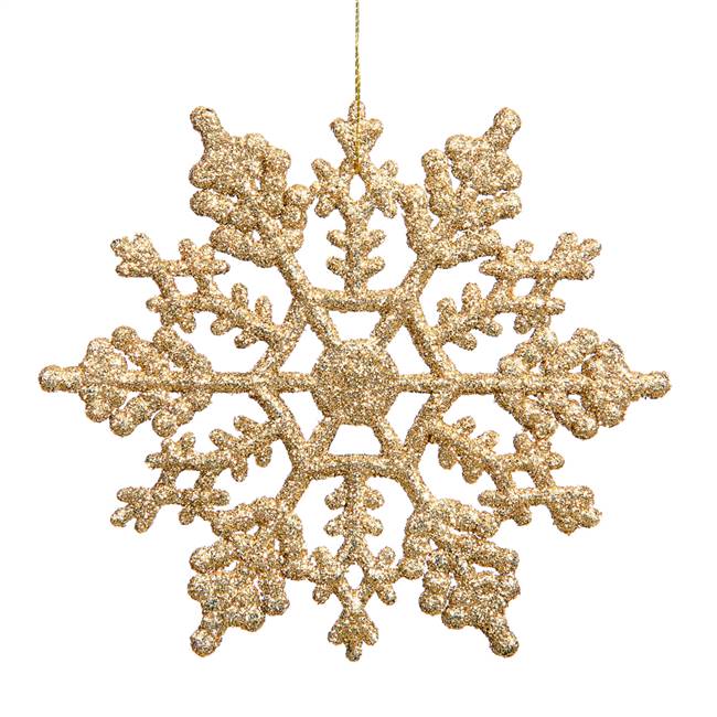 6.25" Antq Gold Glit Snowflake 12/Pvc Bx