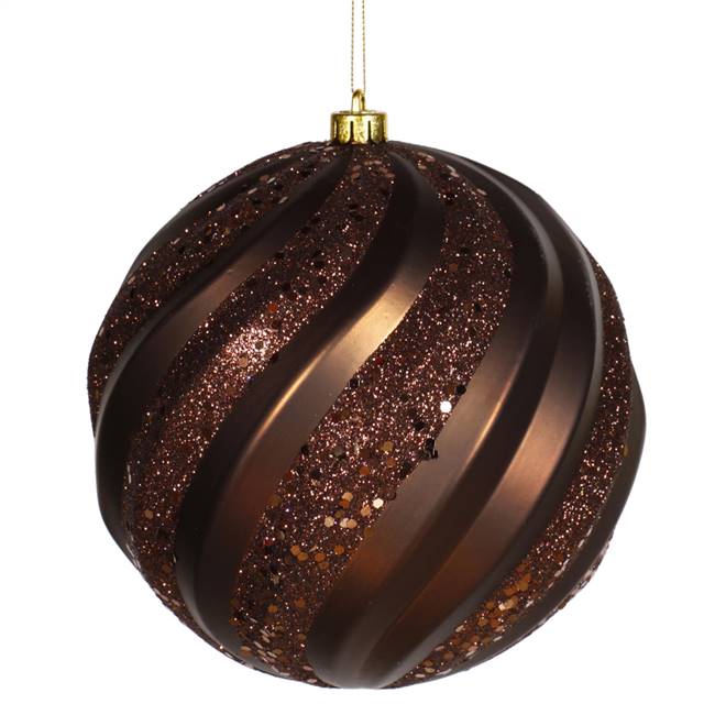 6" Chocolate Matte-Glitter Swirl Ball