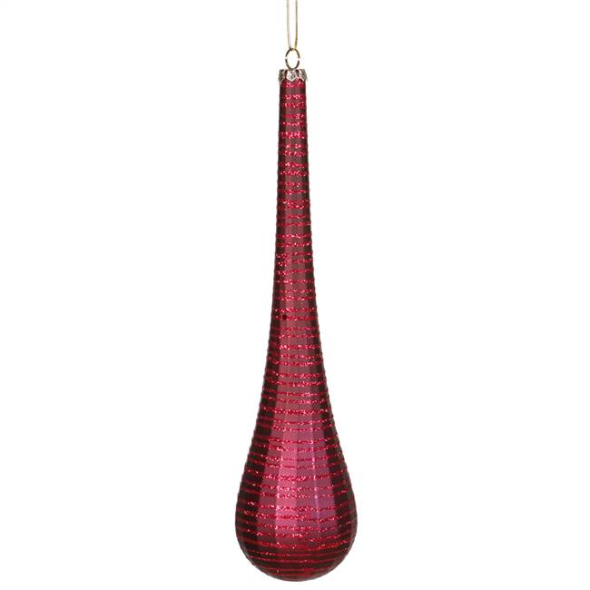 12" Burgundy Matte-Glitter Teardrop