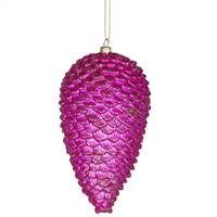 7" Cerise Matte-Glitter Pinecone