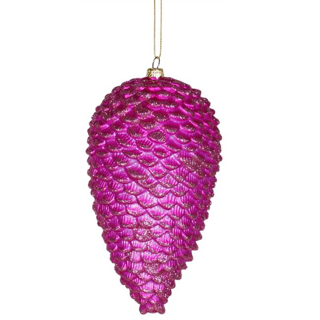 7" Cerise Matte-Glitter Pinecone