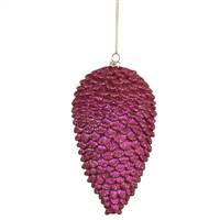 7"  Fuchsia Matte-Glitter Pinecone