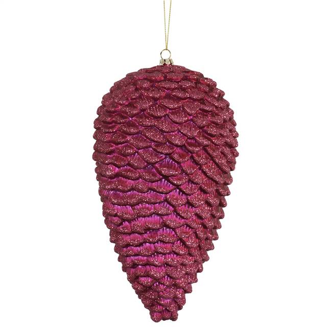 10" Magenta Matte-Glitter Pinecone