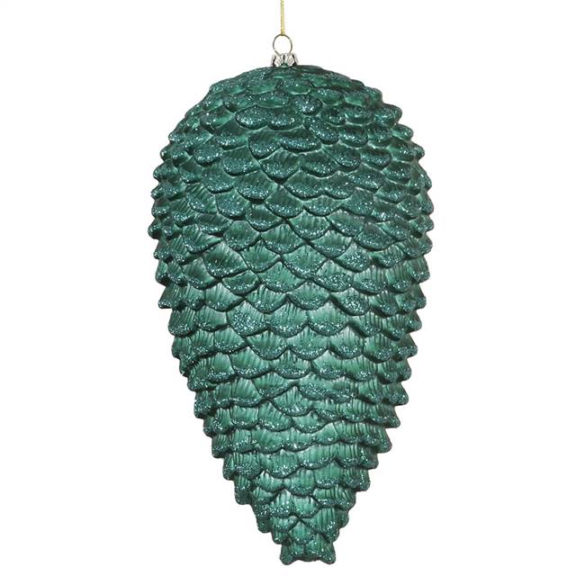 10" Emerald Matte-Glitter Pinecone