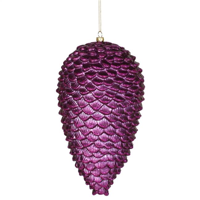 10" Plum Matte-Glitter Pinecone