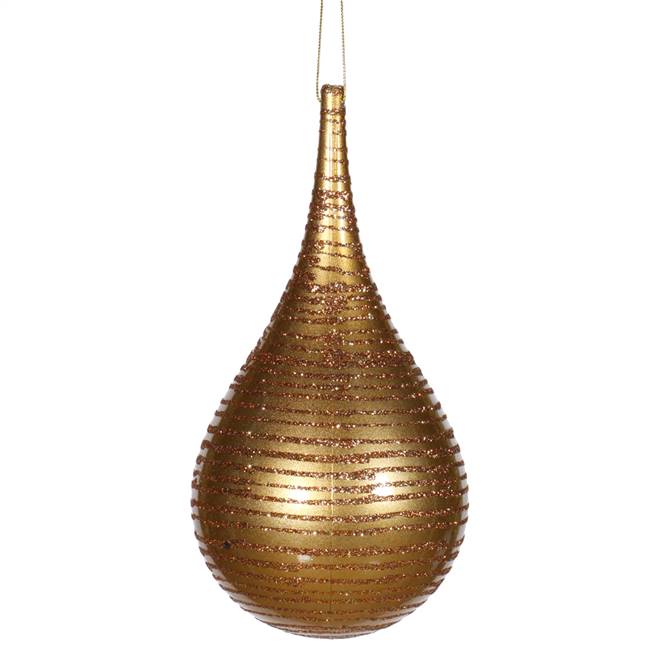 4" Antique Gold Matte-Glitter Onion Drop