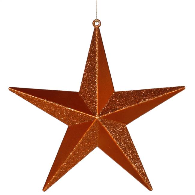 8" Burnish Orange Glitter Star