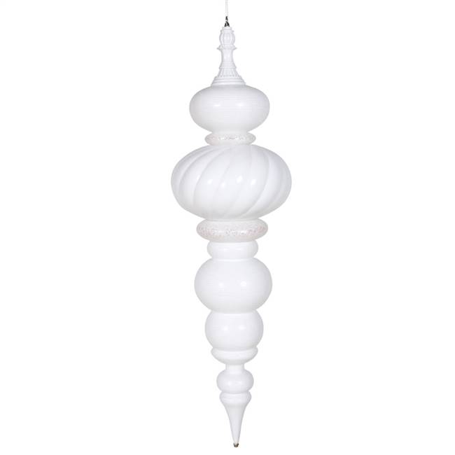 43" White Glaze-Glitter Finial