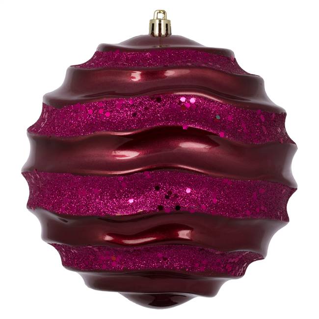 6" Berry Red Candy Glitter Wave Ball