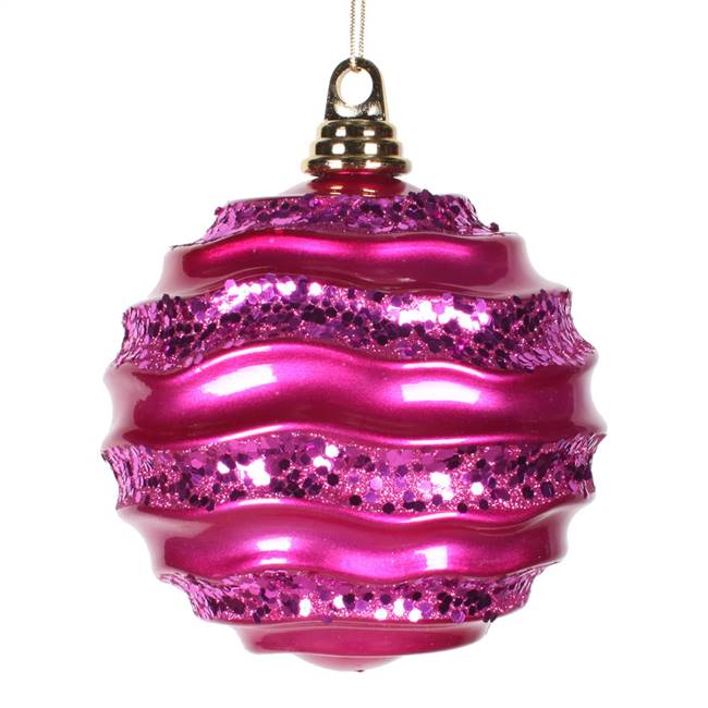 10'' Cerise Candy Glitter Wave Ball