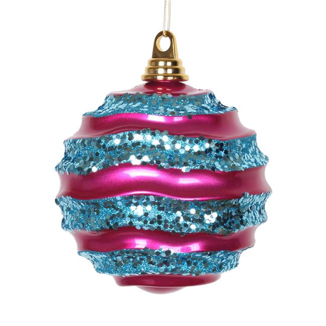 10" Cerise-Turq Candy Glitter Wave Ball