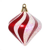 6" Red-White Candy Glitter Swirl Diamond